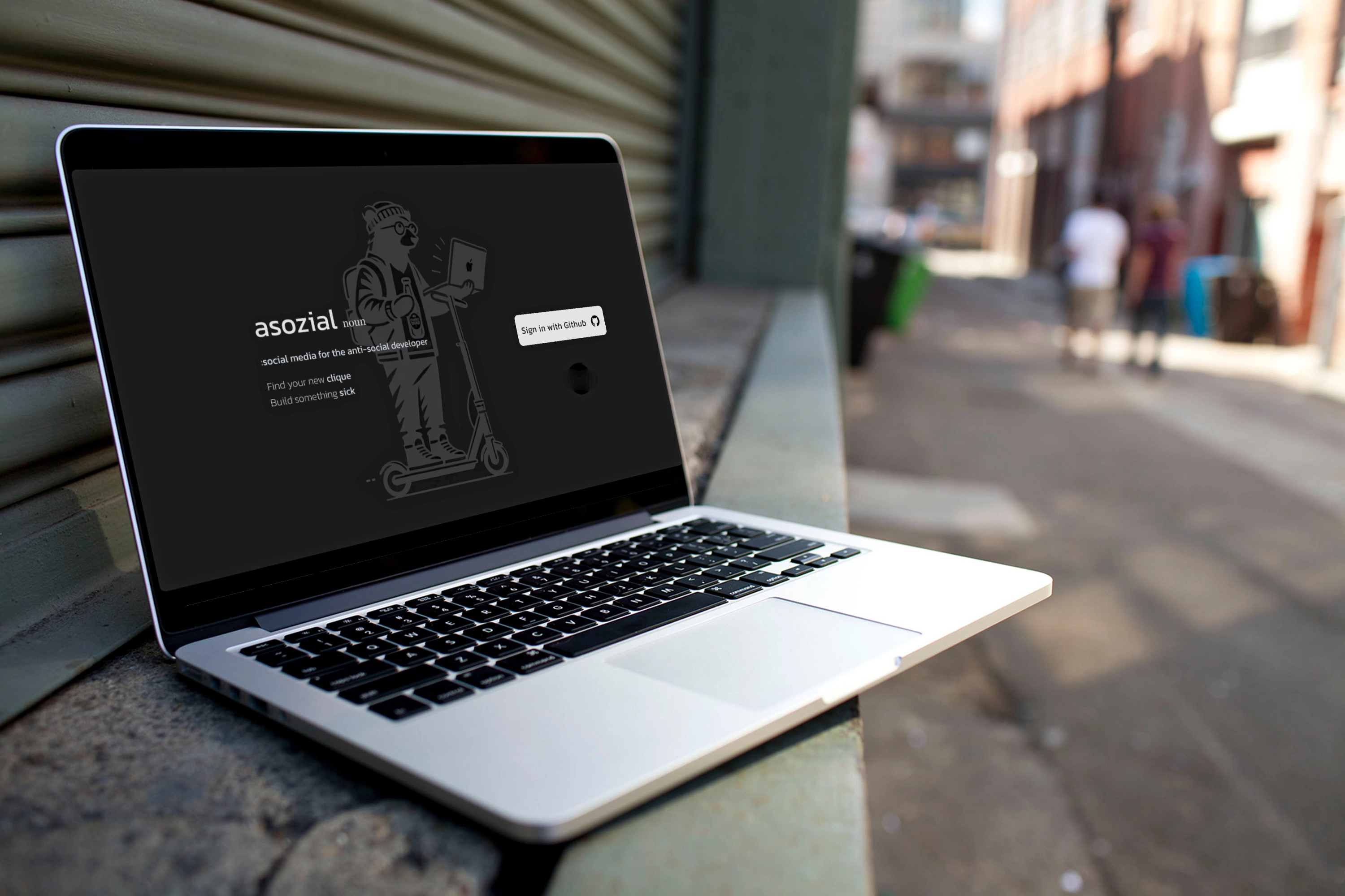 asozial landing page mock-up